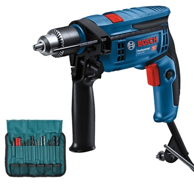 TALADRO PERCUTOR GSB 13 RE + KIT 23 PZAS BOSCH