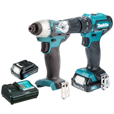 KIT TALADRO PECUTOR HP333 + ATORNILLADOR TD110 + 2 BAT. 1.5AH + CARG. +(BAT 12V-5AMP) MAKITA