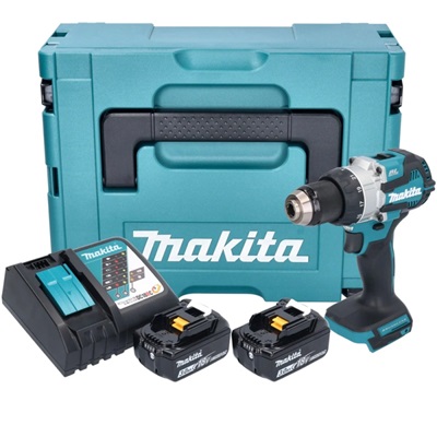 TALADRO PERCUTOR DHP489 1/2" 18V + 2 BAT. 3AMP + CARG. + MAKPACK MAKITA