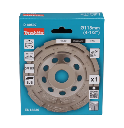 DISCO 4 1/2" TIPO COPA DE DIAMANTE PARA DESBASTE DE CONCRETO MAKITA